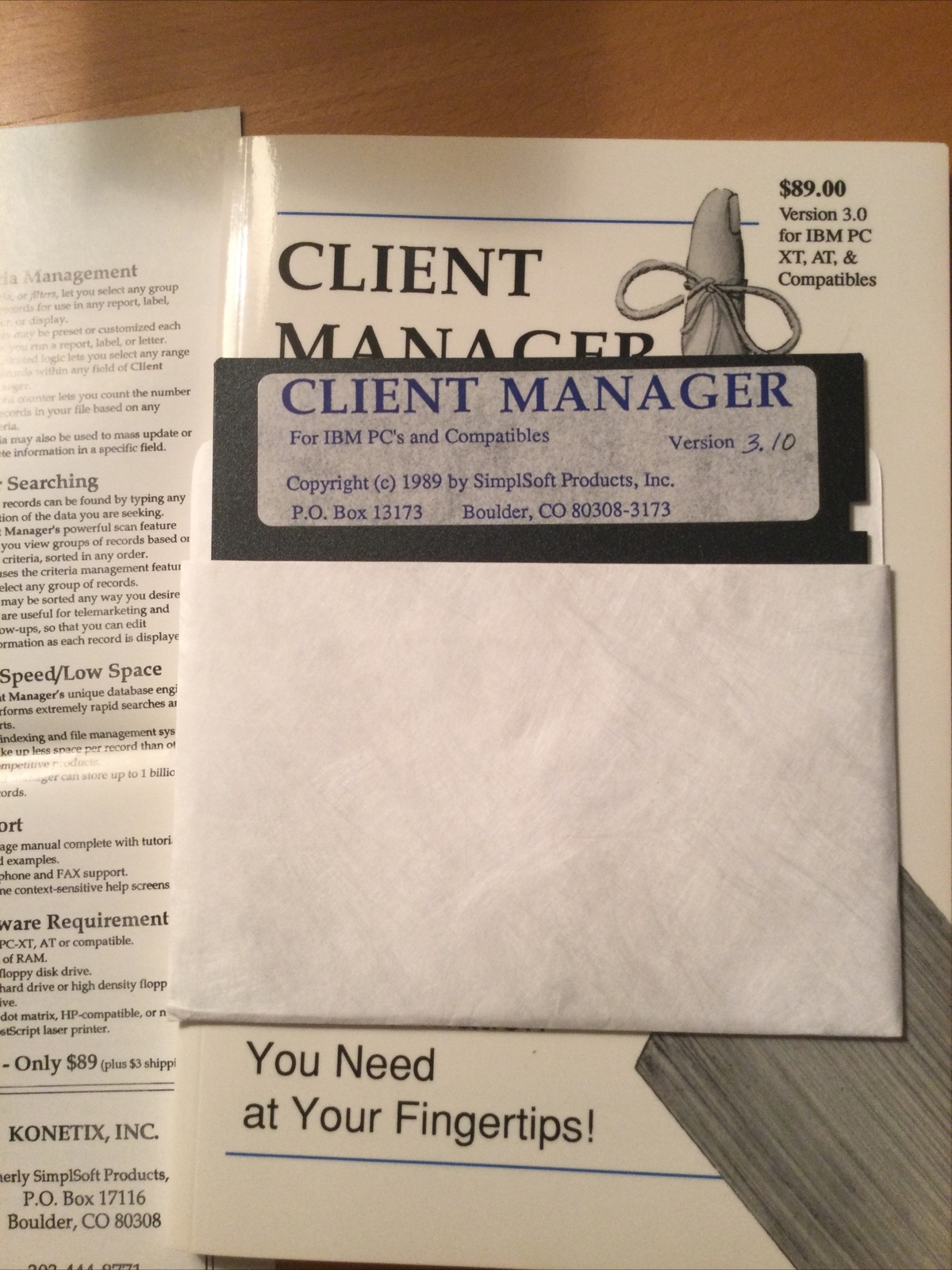 New. Unused. CLIENT MANAGER .Vintage. SimpleSoft Products Inc