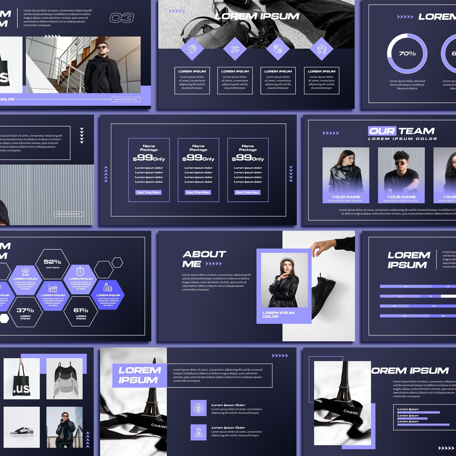 Purple & Dark Blue PowerPoint Template 2024 – Minimalist Business Slide