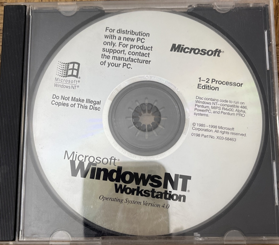 Microsoft Windows NT Workstation PC CD Rom Software-Rare-SHIPS N 24 HOURS