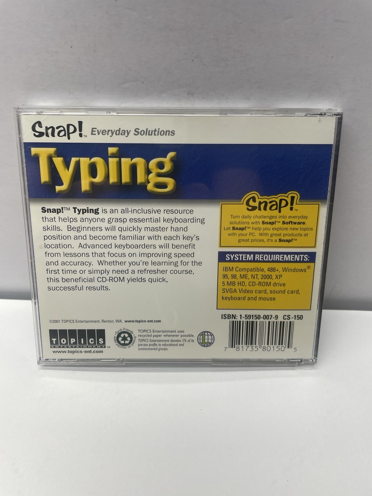 SNAP! EVERYDAY SOLUTIONS TYPING CD SOFTWARE