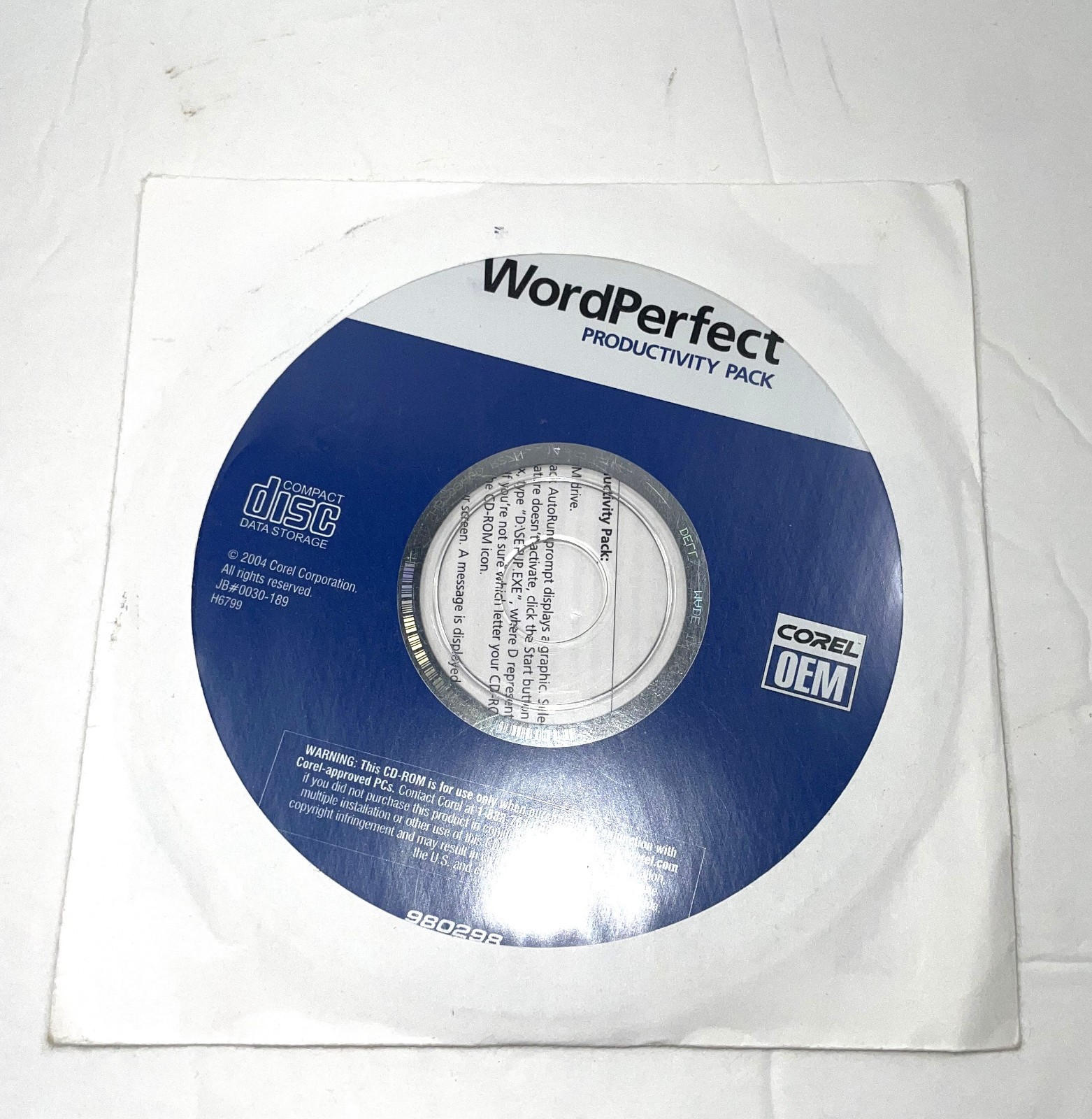 Corel WordPerfect Productivity Pack 2004 Corel OEM 98029 NEVER OPENED