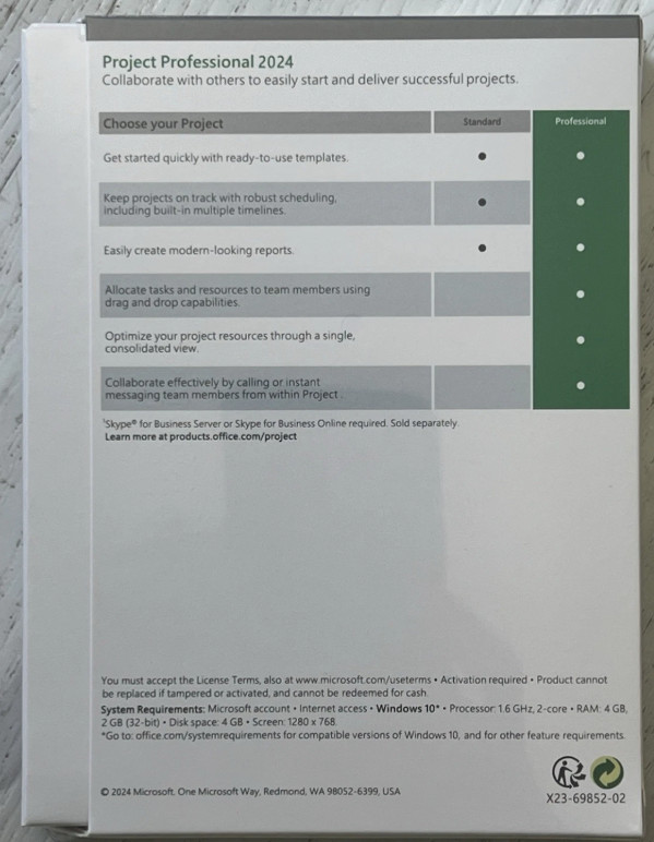 Microsoft Project 2024 Professional USB With Lifetime License Key 1 PC Sealed