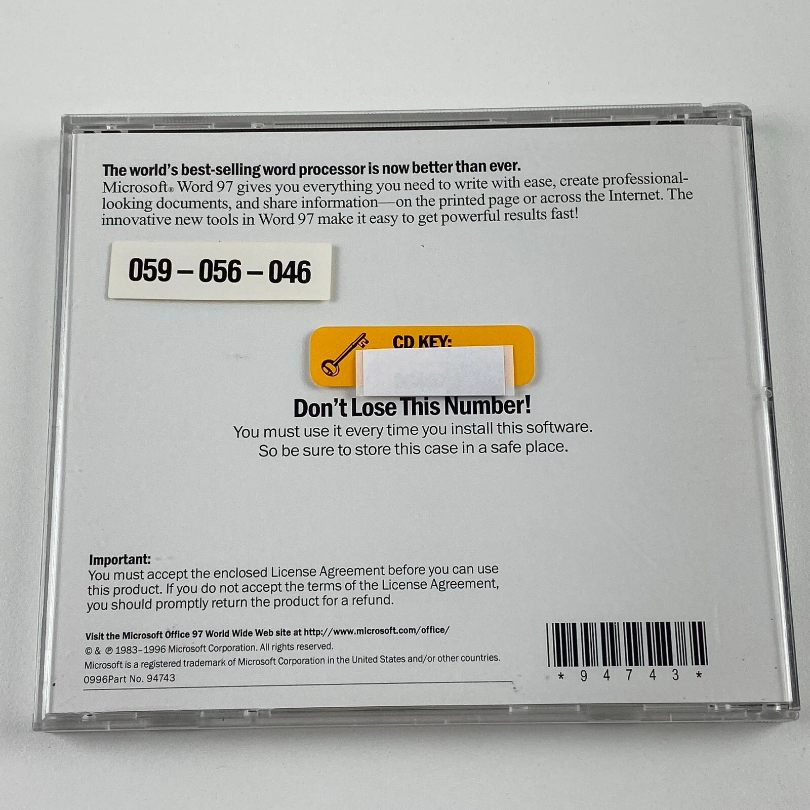 Microsoft Word 97 (CD, Legacy Software) – For Windows 95 / Windows 98 / NT Retro