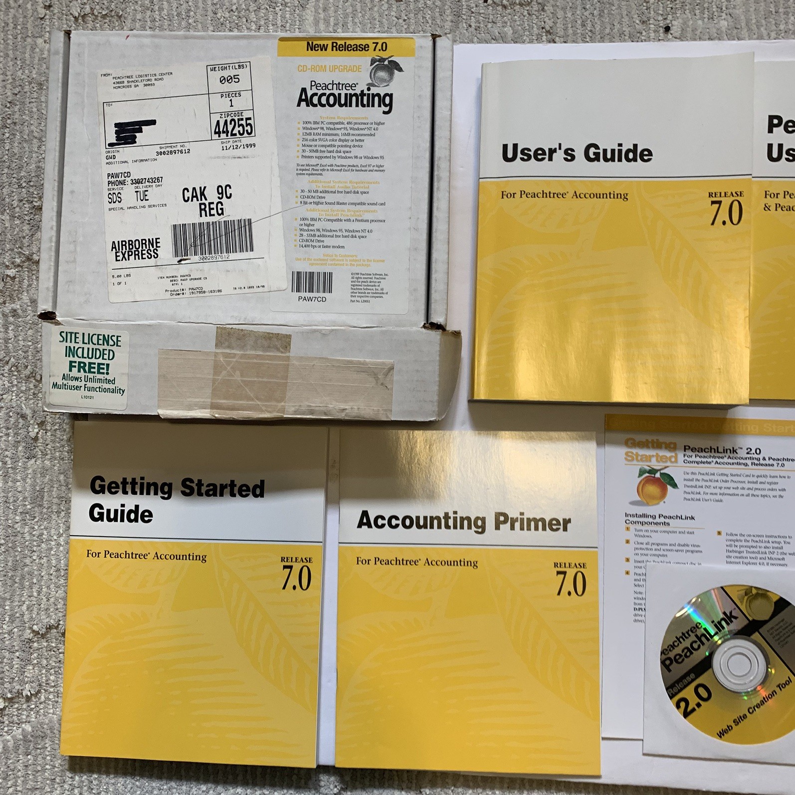 Peachtree Accounting 7.0 Complete Upgrade Set w/ Manuals + PeachLink 2.0 Sealed