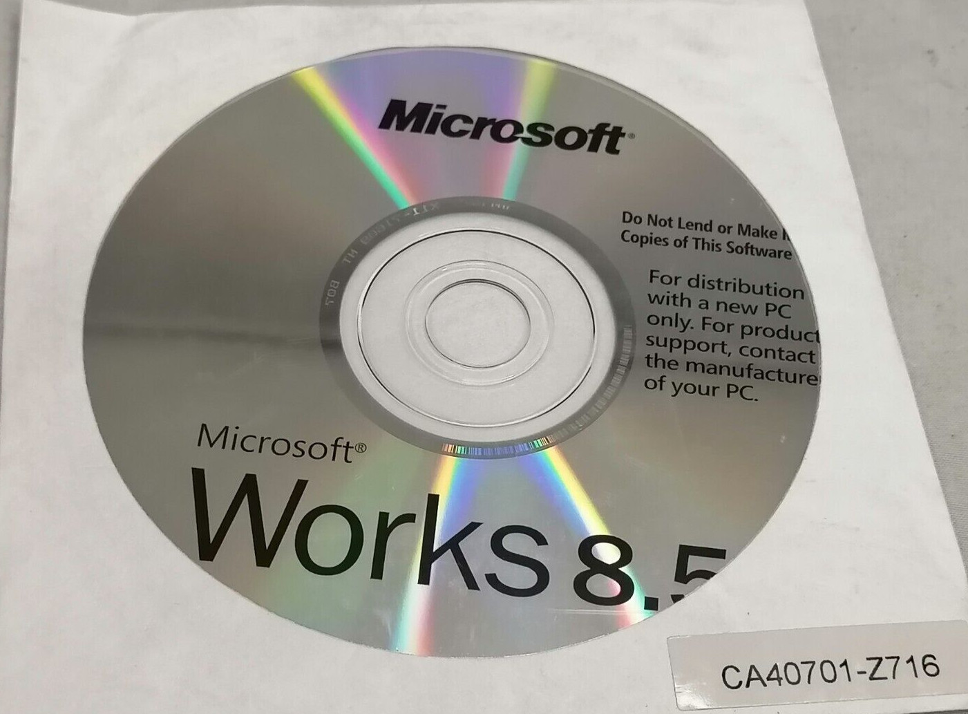 Sealed Microsoft Works 8.5 And Office 2007 Trial Software Disc P/N: X12-87730