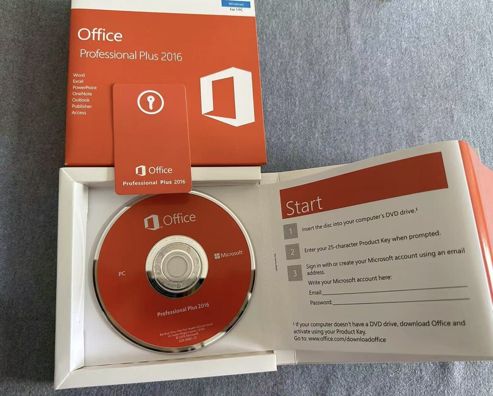 Microsoft Office 2016 Professional Plus Permanent Version+Product Key DVD Sealed