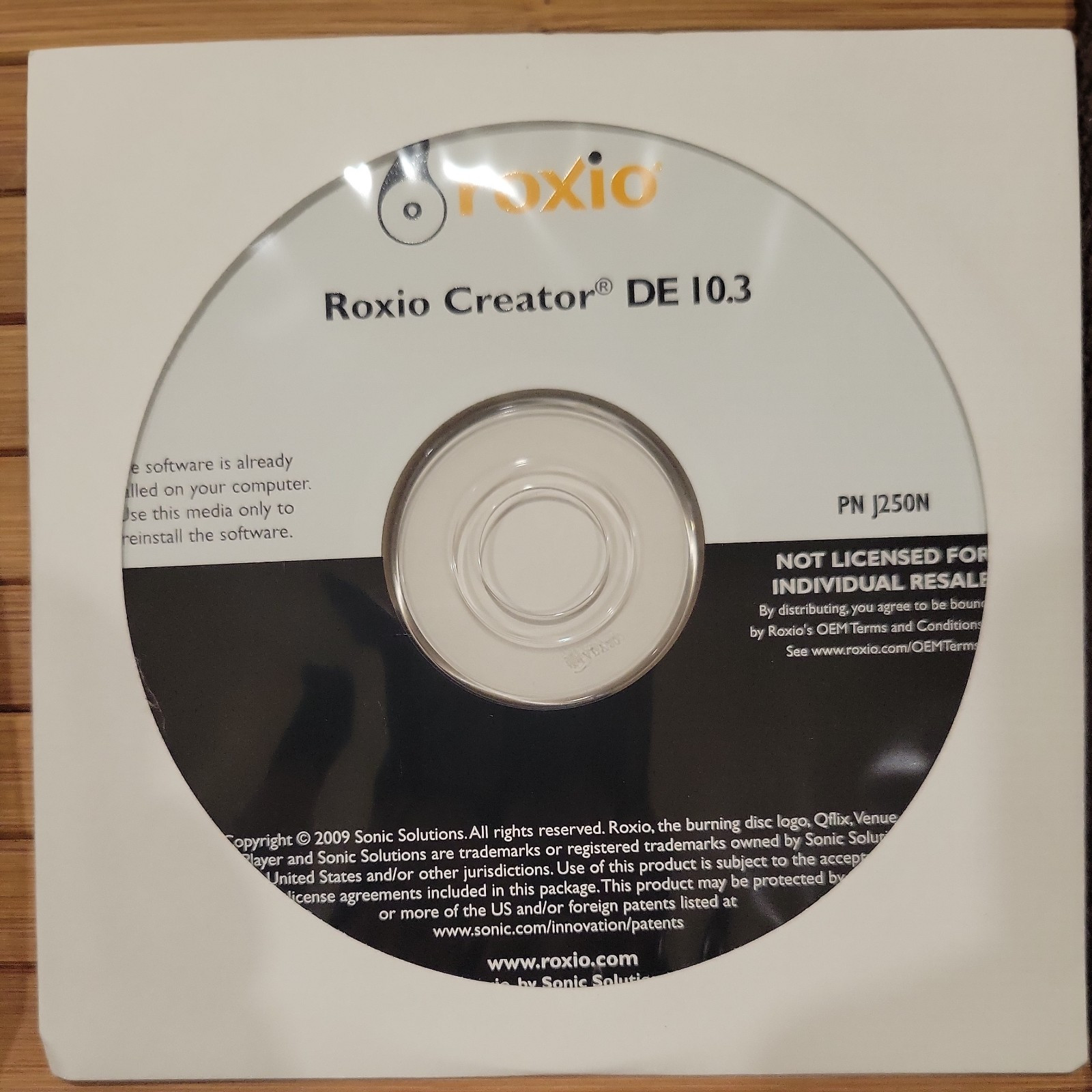 Roxio Creator DE 10.3 Sealed Software DVD CD Create Burn Media Audio P/N J251N