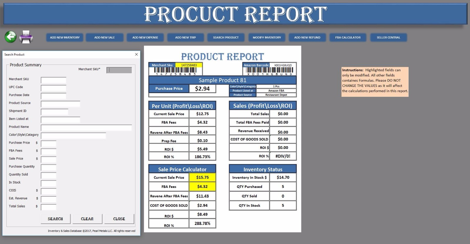 Ebay, Amazon & Etsy Accounting Excel Database (Inventory Pedia)