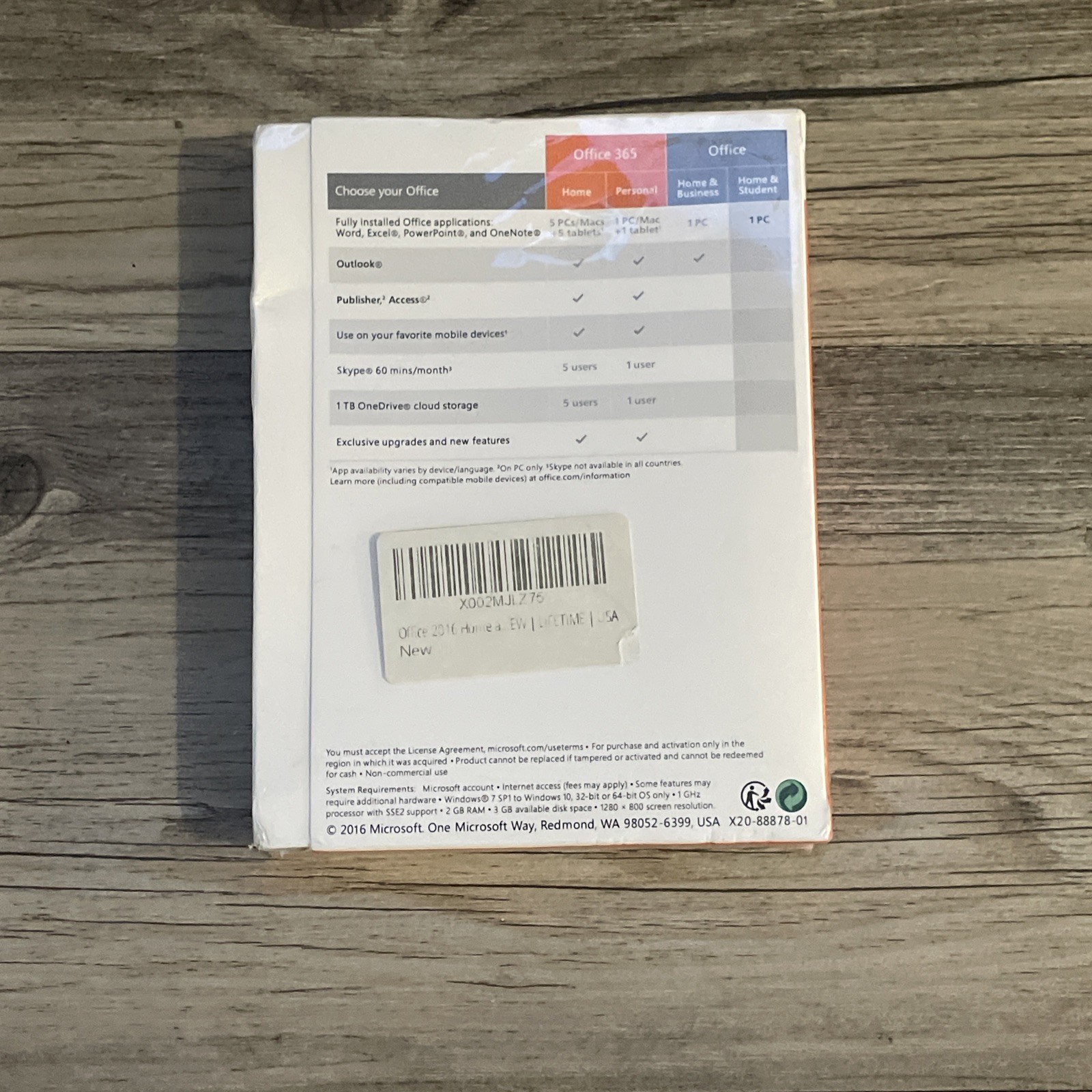 Microsoft Office Home and Student 2016 Windows 1 User PC Key Card No DISK NEW