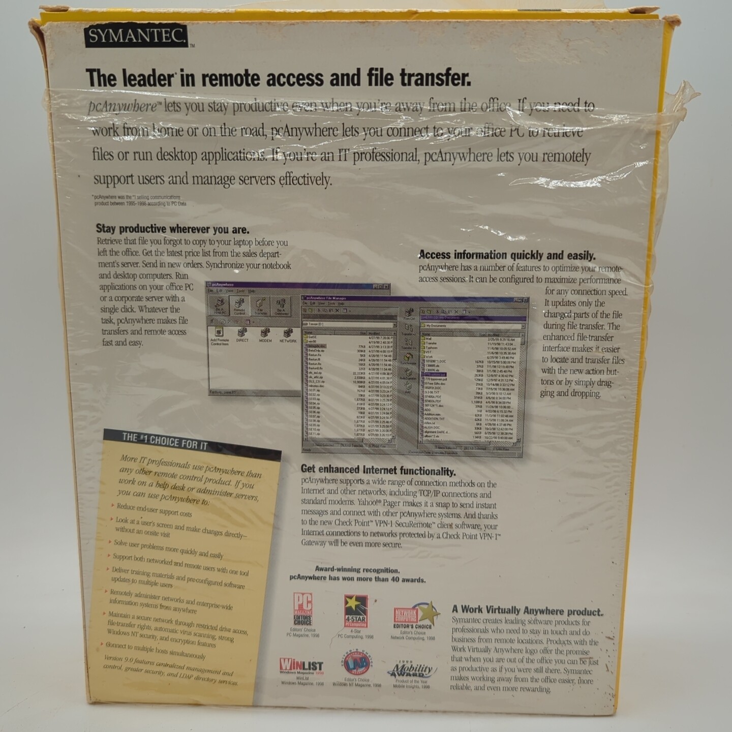 SYMANTEC PC Anywhere Version 9.0 Software w/ CD-ROM and Cables NEVER USED – CS10