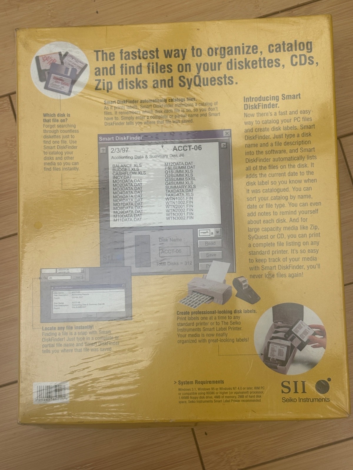 1997 SEIKO INSTRUMENTS SMART DISK FINDER MICROSOFT WINDOWS SEALED