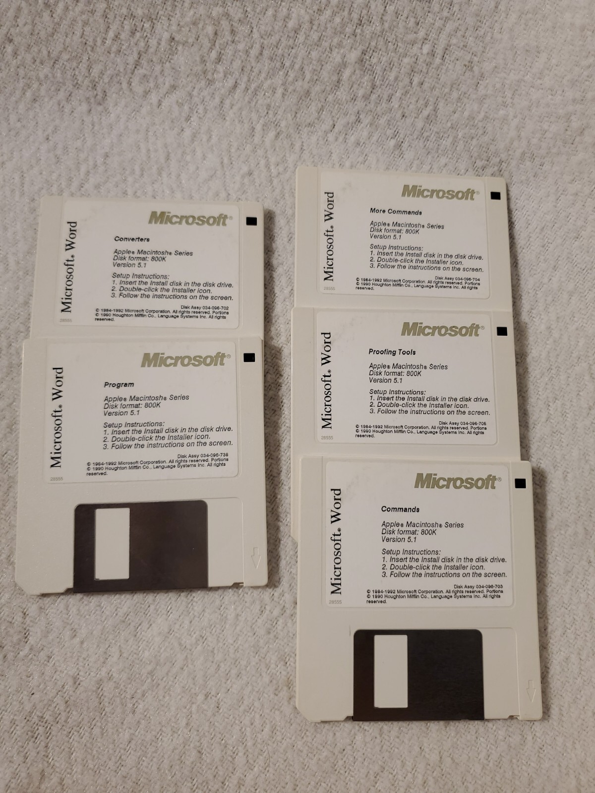 Vtg 1992 Microsoft Word Version 5.1 Apple Macintosh – 3.5″ 800K Floppy Diskettes