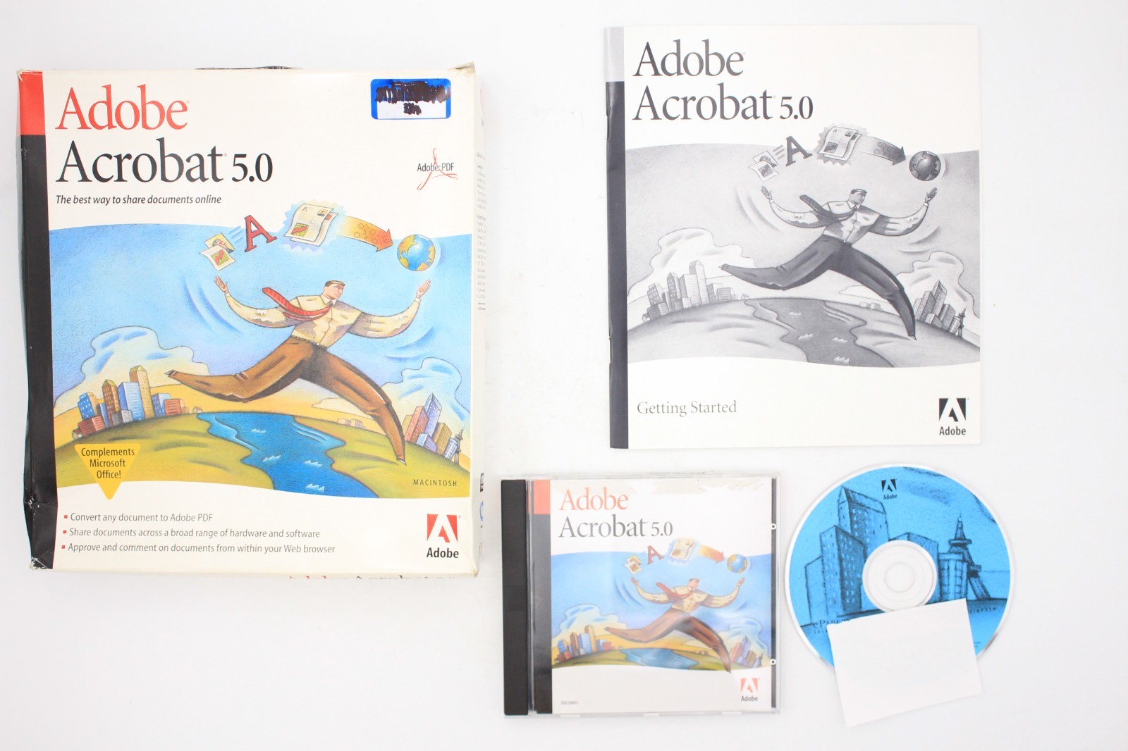 Adobe Acrobat 5.0 PDF Editor Creator FULL VERSION Windows RETRO Retail Box