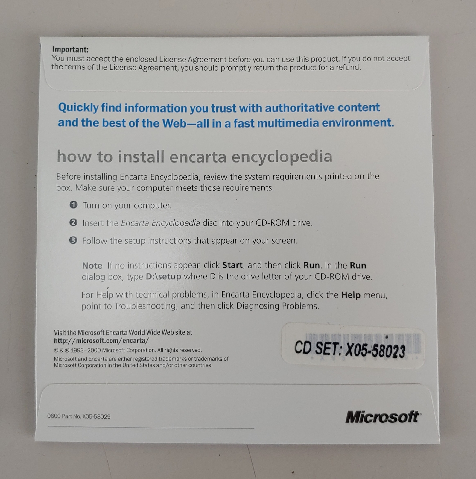 Microsoft Office 2000 Professional W/ Product Key & Encarta 2001