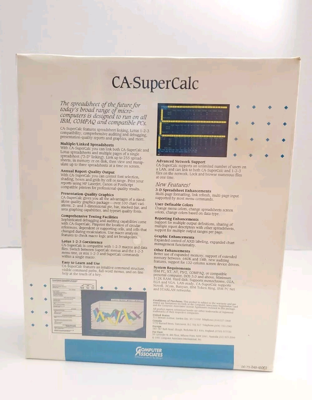 NEW CA-SuperCalc for DOS Computer Associates DEMO PRODUCT – RARE