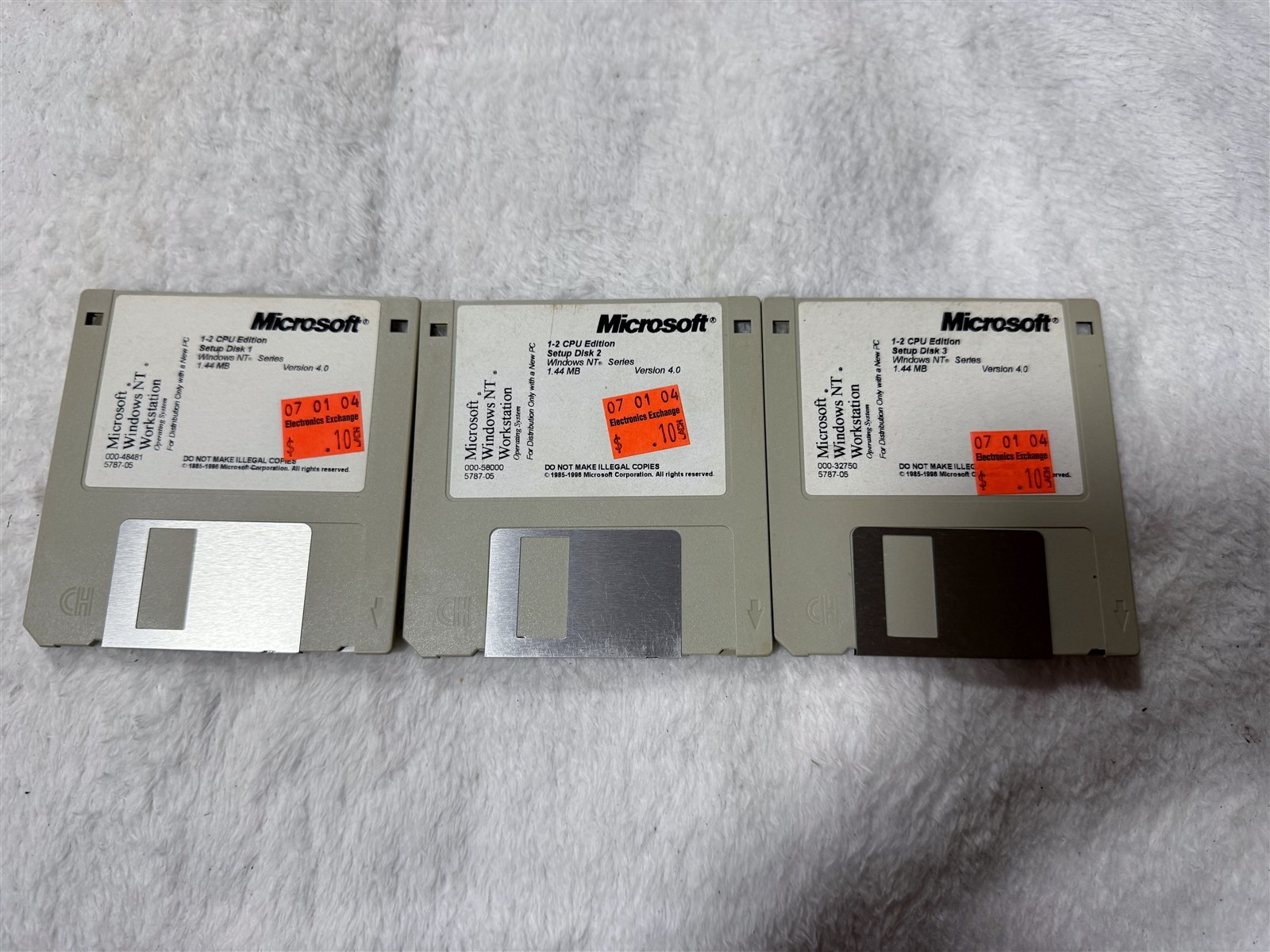 MICROSOFT WINDOWS NT WORKSTATION 3.5″ DISK SET OF 3 SETUP VERSION 4.0 1-2 CPU