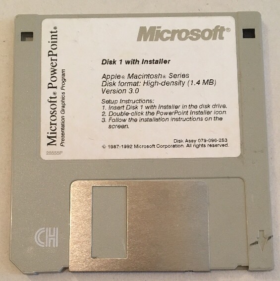 Microsoft Power Point 3-1/2″ Floppy Disk For Apple Mac Ver 3.0 1-3 Font & Viewer