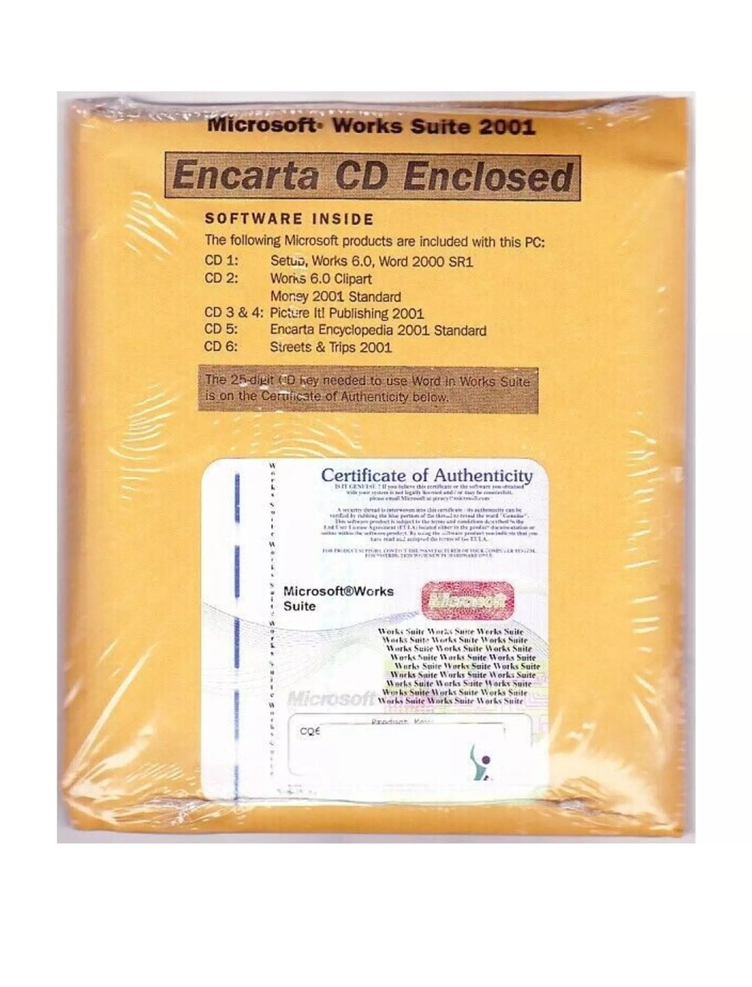 Microsoft Works Suite 2001 New Sealed 6 CDs with product key