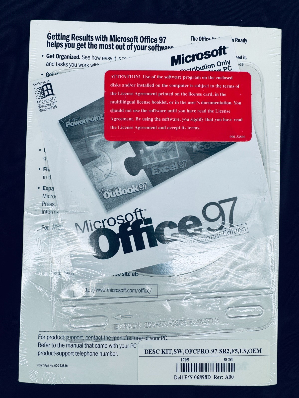 Microsoft Office 97 Pro CD w/ Authenticity Certificate & Manual, Sealed, #29