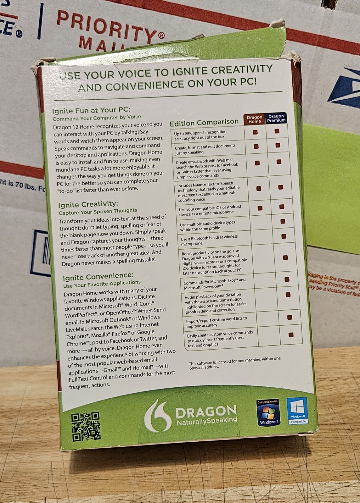 Dragon Naturally Speaking Home Edition Speech Recognition Version 12 – Open Box.