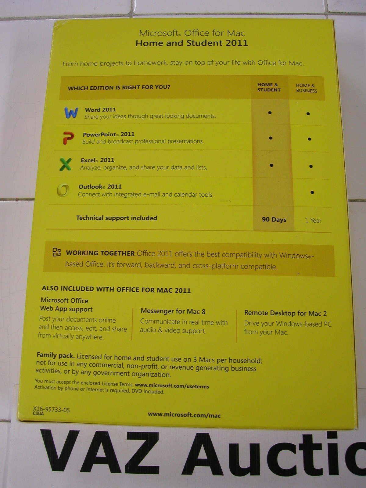 MS Microsoft Office MAC 2011 Home and Student Family Pack For 3PCs =Full Retail=