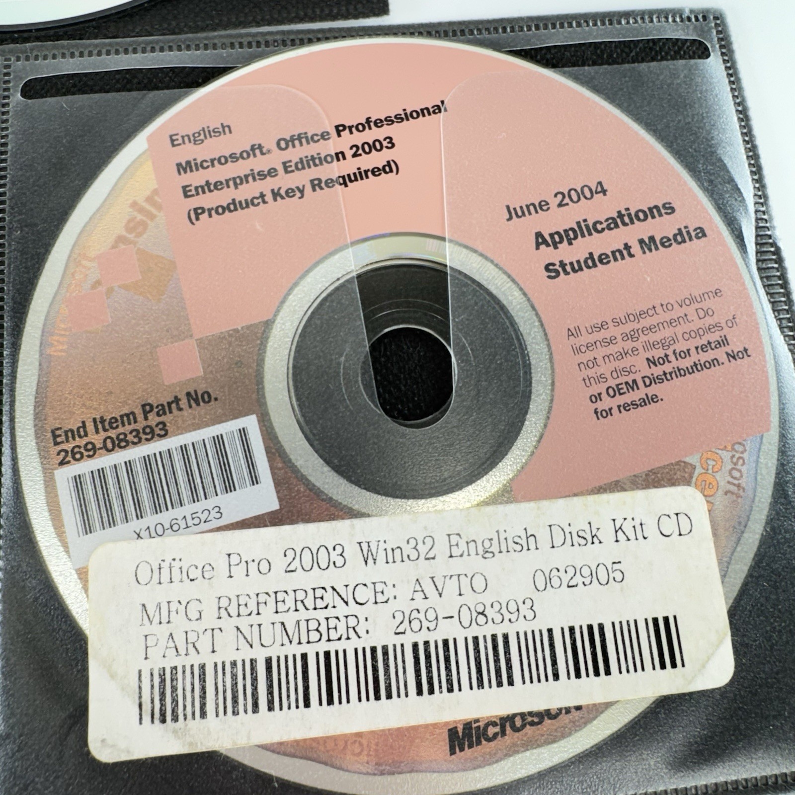 Microsoft Windows office applications student 2003 2002 discs lot no keys