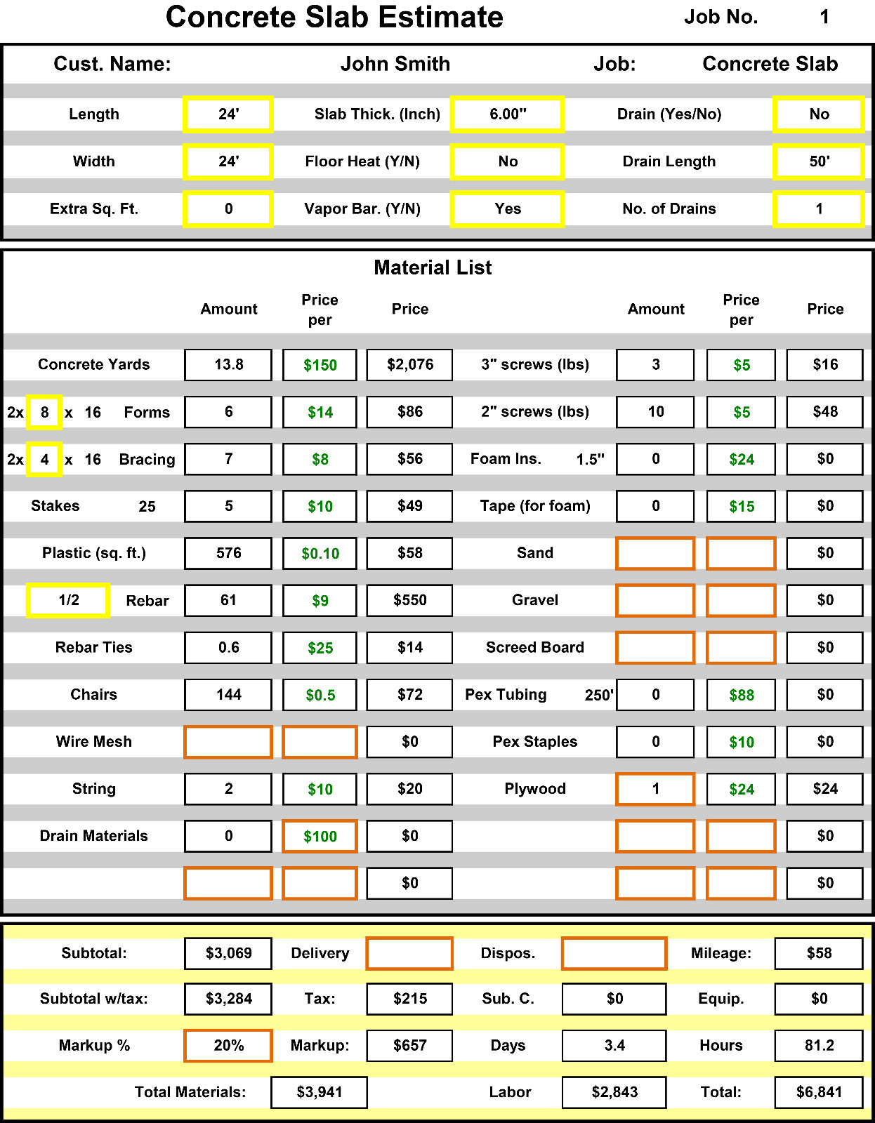Basic Construction Estimator (Fast accurate estimates)