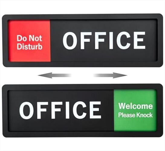 Office Sign – Do Not Disturb/Knock Welcome Slide Switch Sign, Premium Durable