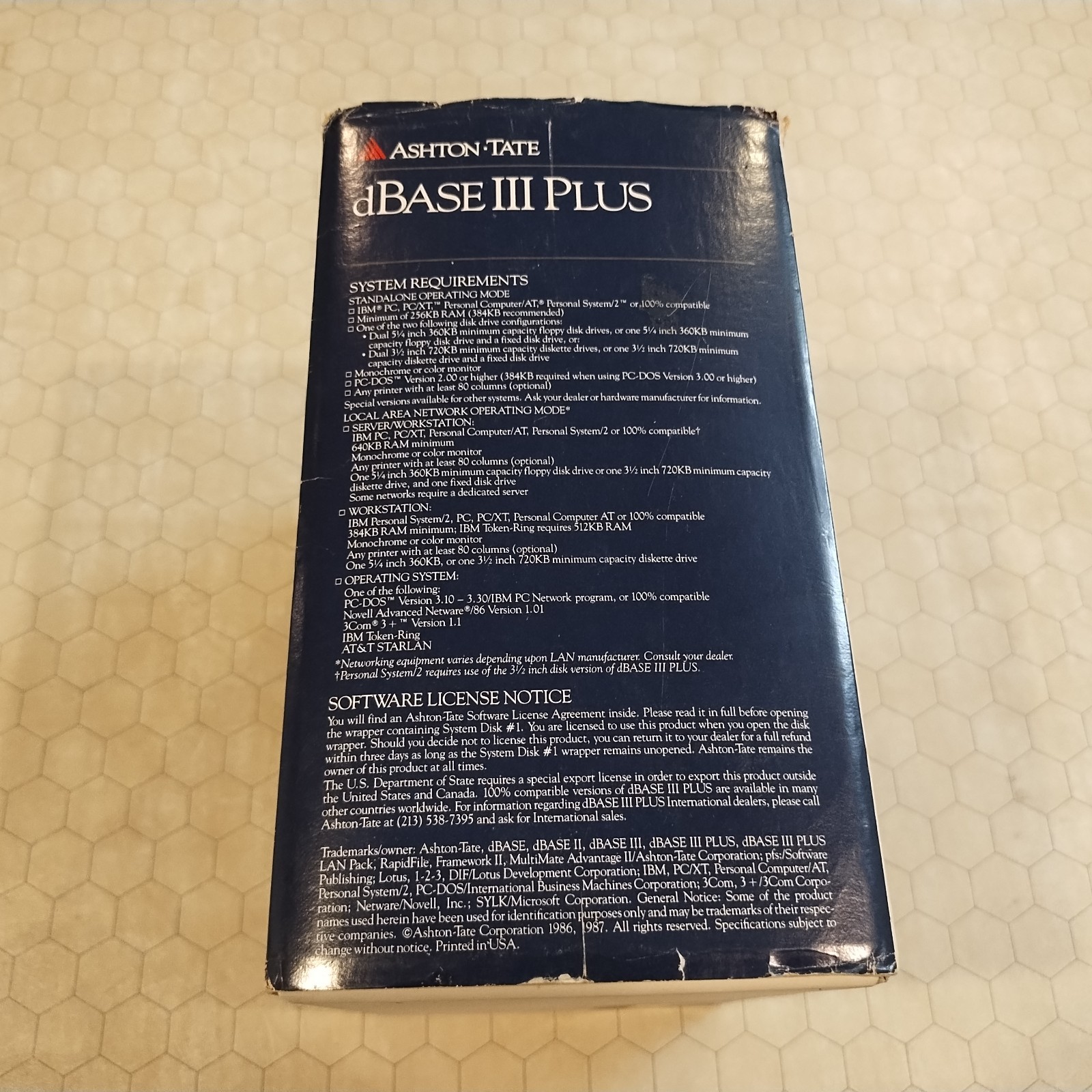dBase III Plus, Ashton-Tate, 3.5″ disks, original box/manuals, database, 1987!