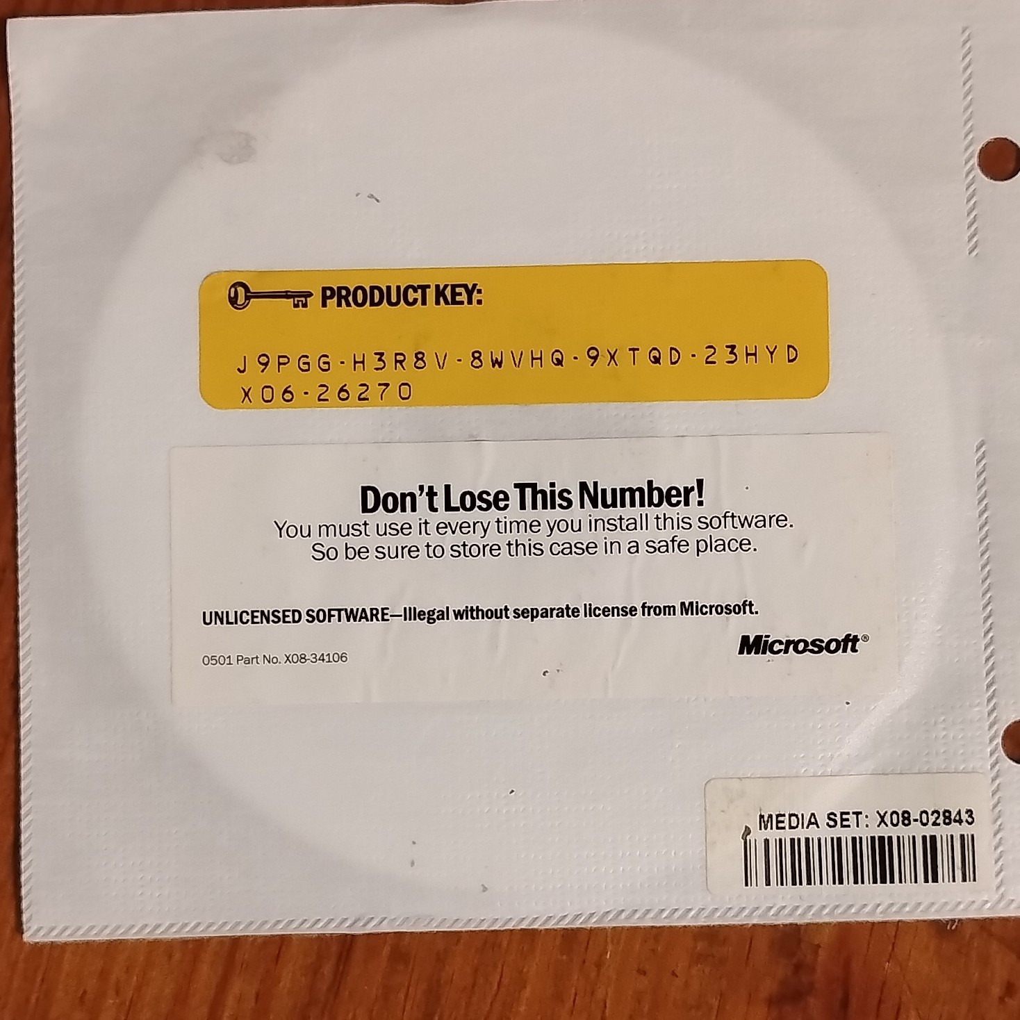 Microsoft Office XP Professional CD Product Key Media Set X08-02843