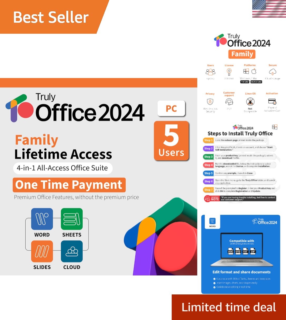Lifetime 2024 Software for Families: Access Words, Slides, Sheets & Cloud Easily