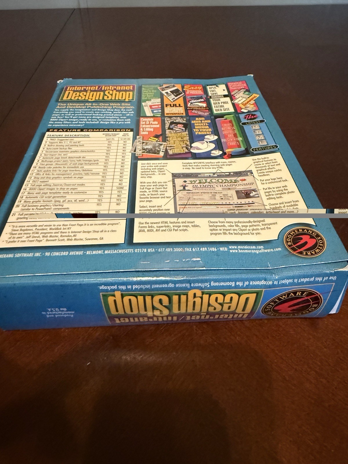 Internet Intranet Design Shop PC Software Big Box Boomerang Vintage CD-ROM