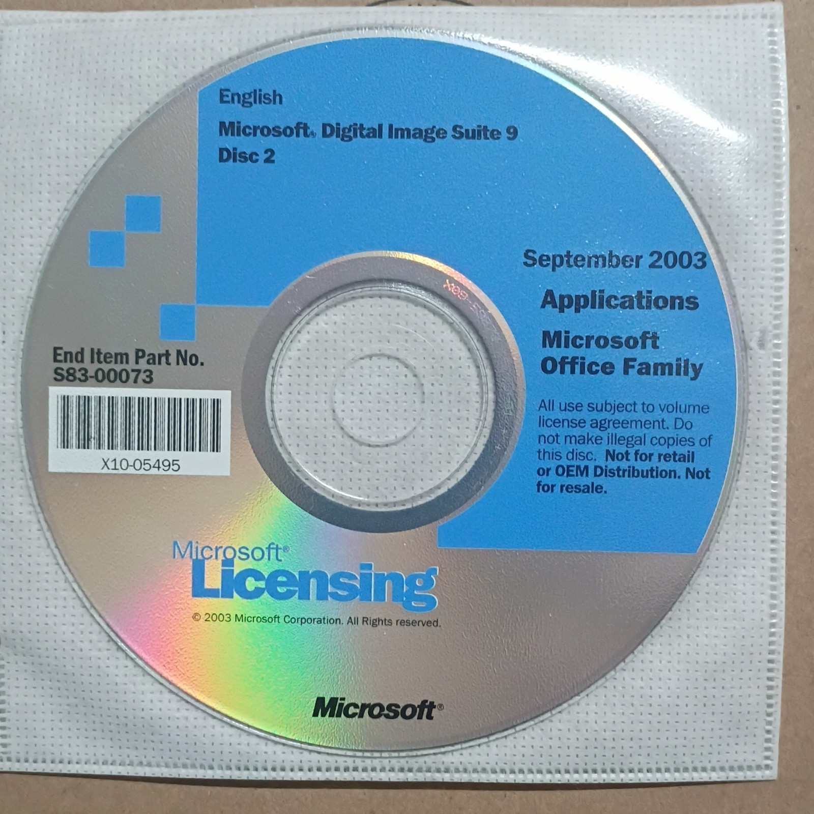 Microsoft Digital Image Suite 9 Office Software Suite CD S83-00073 S83-00183