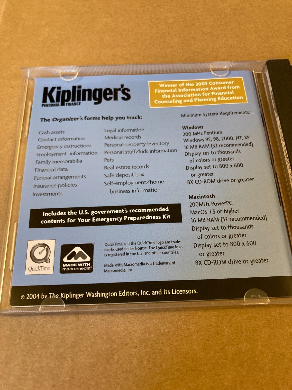 Your Family Records Organizer Kiplinger’s Personal Finance (CD, 2004)