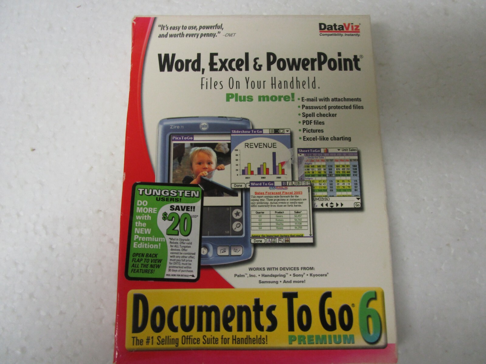Documents To Go 6 for PDAs by DataViz- Factory Sealed Retail Box for Palm – New