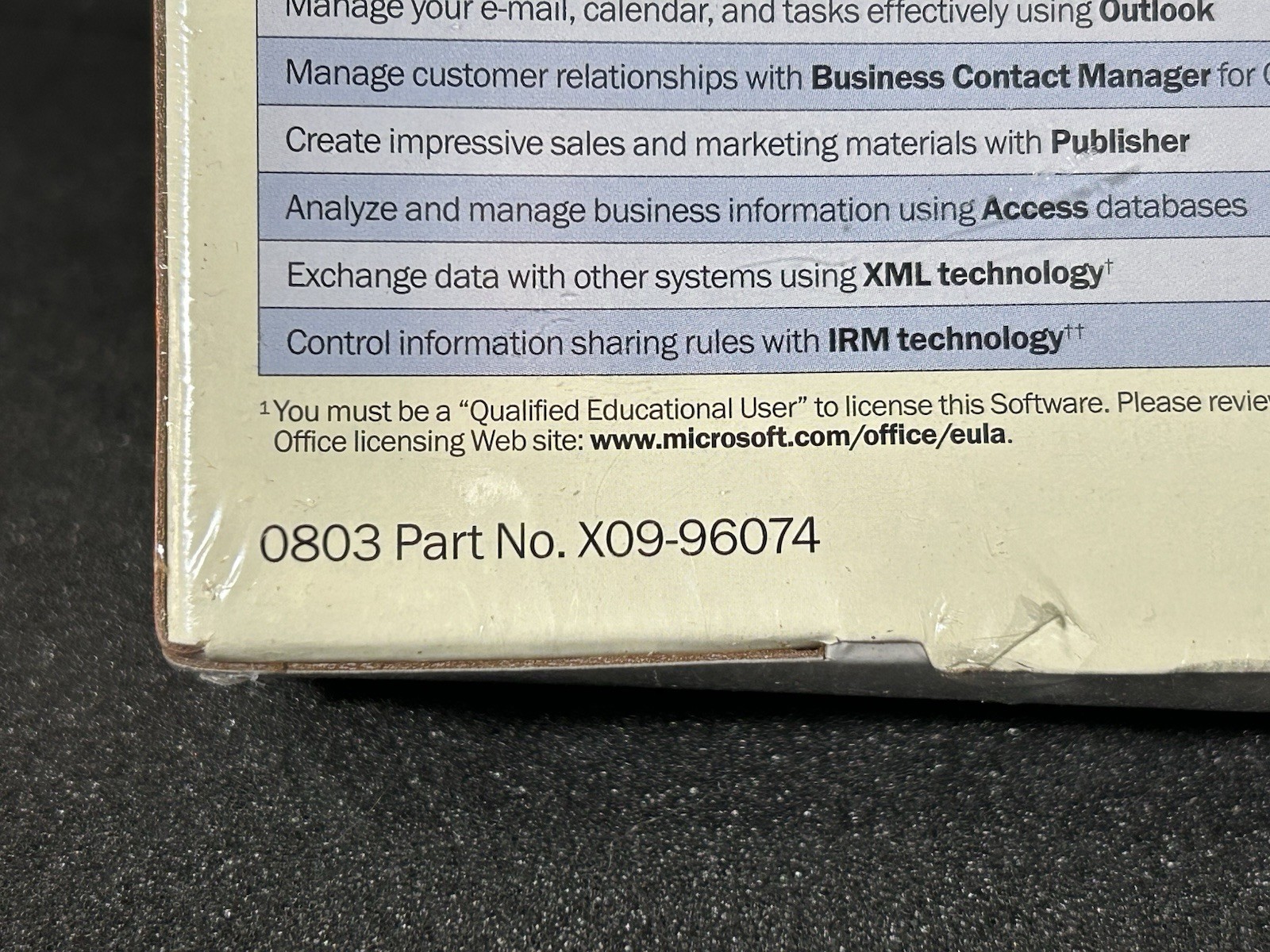 NEW Microsoft Office Professional 2003 Full Retail Version Sealed 269-06738