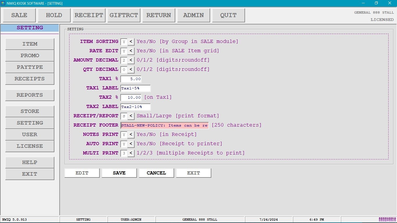 NWIQ Point Of Sale Software – Booth Inventory Billing