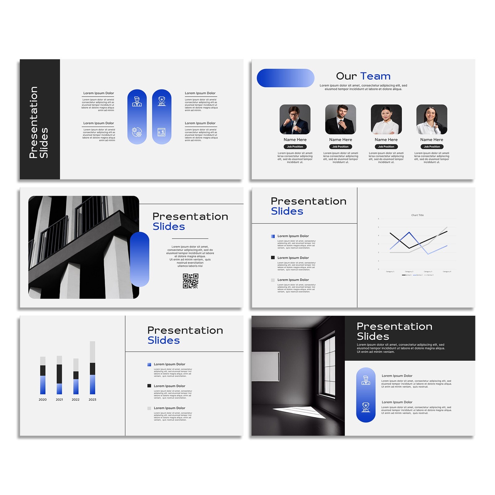 Modern PowerPoint Template – Minimalist White, Blue & Black for Business