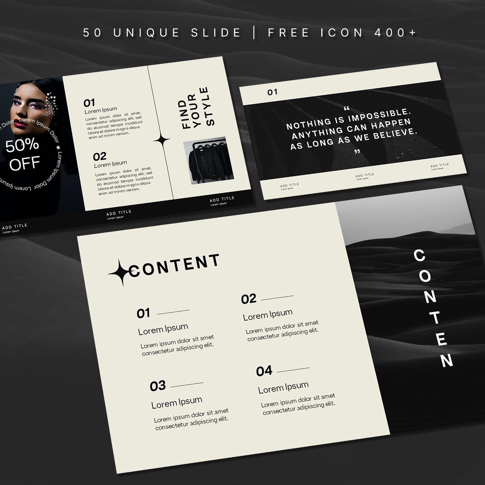 Black and White PowerPoint Template – Minimalist Monochrome Fashion Presentation
