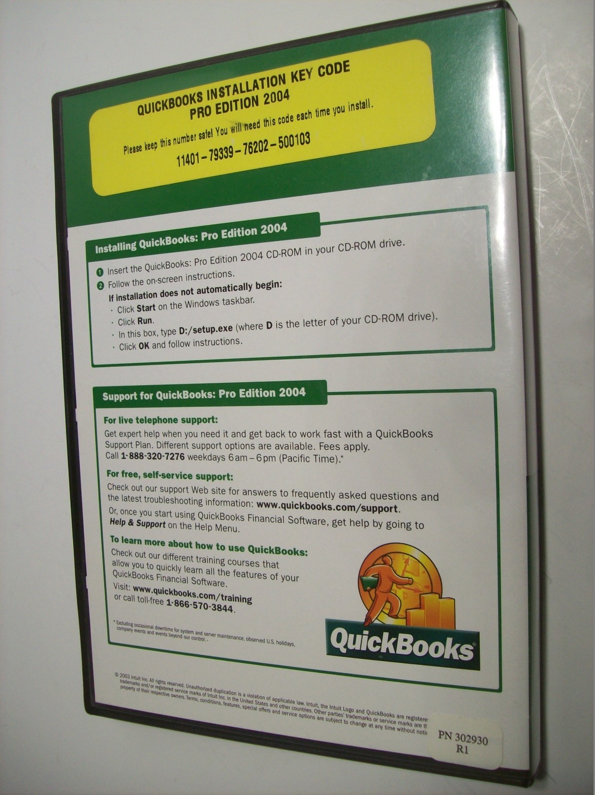 INTUIT QUICKBOOKS PRO 2004 With License for WINDOWS 98/ME/2000/XP, New Open Box