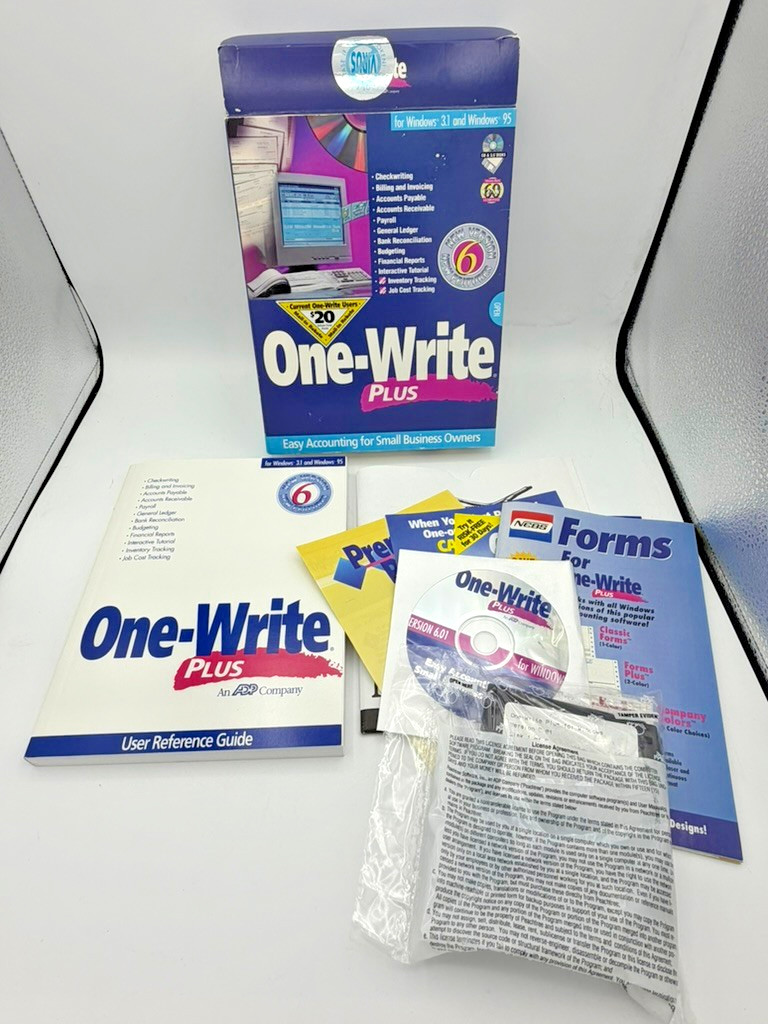 Vtg One-Write Plus v6.01 Accounting Payroll CD/Floppy PC Win 3.1/95 English ADP