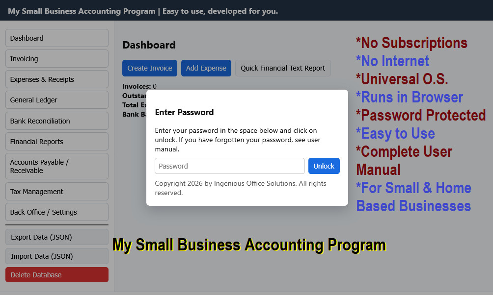 My Small Business Accounting Program Any PC, UNIVERSAL OS, FULL VERSION, CD-r