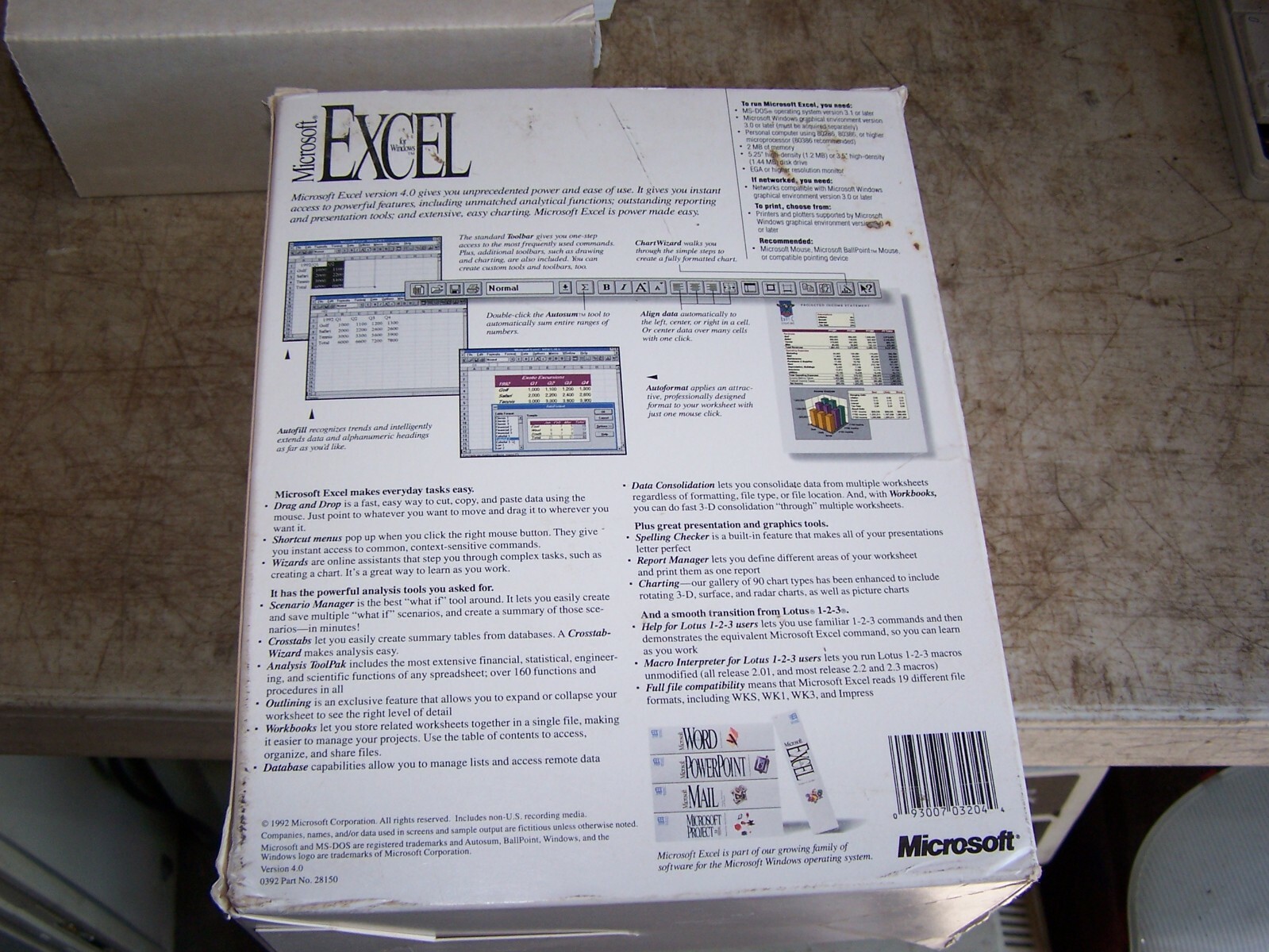 Vintage Microsoft Excel 4.0 on 3.5 HD Disk (New Open Box Sealed Disks) for PC