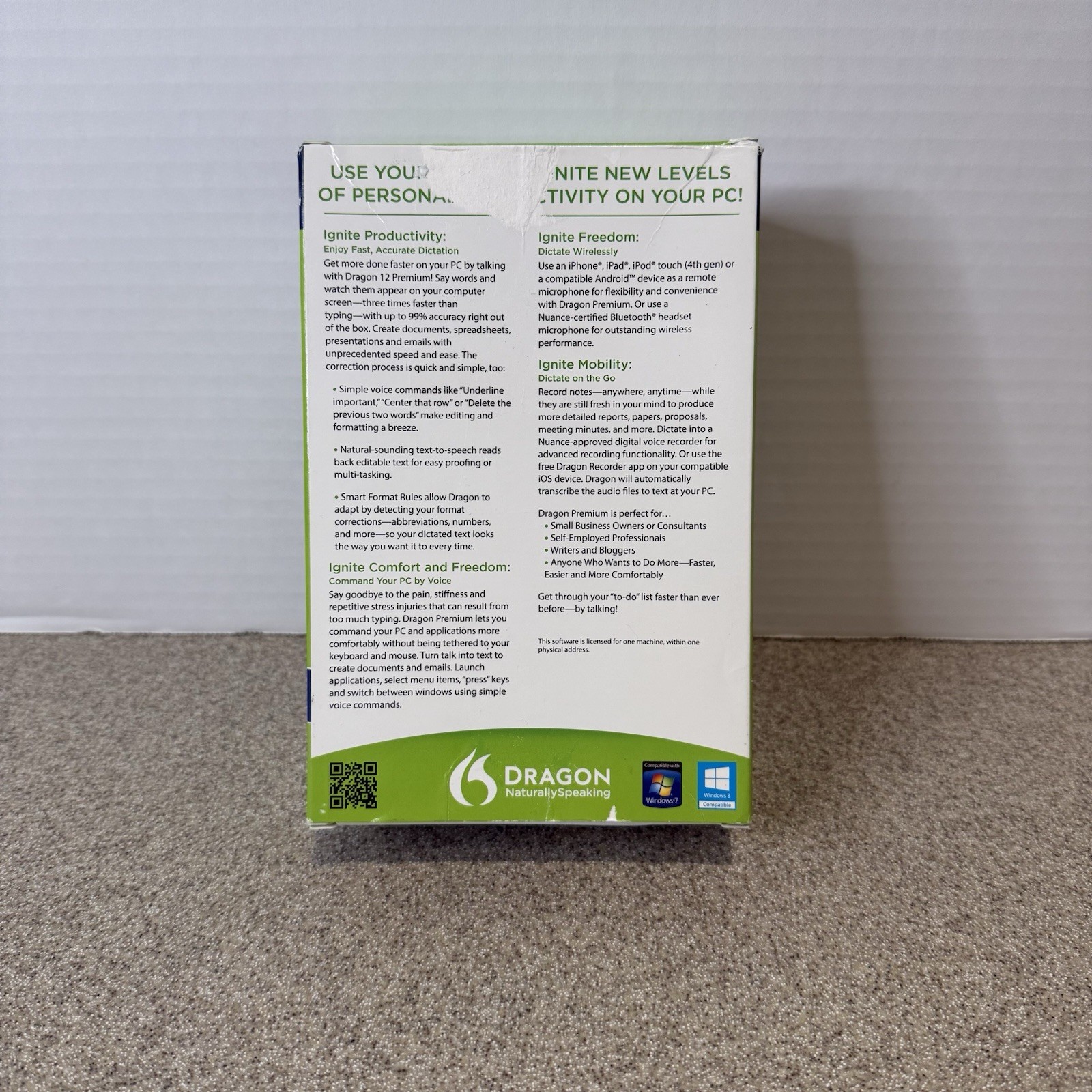 Dragon Naturally Speaking Premium Edition Speech Recognition Software Version 12
