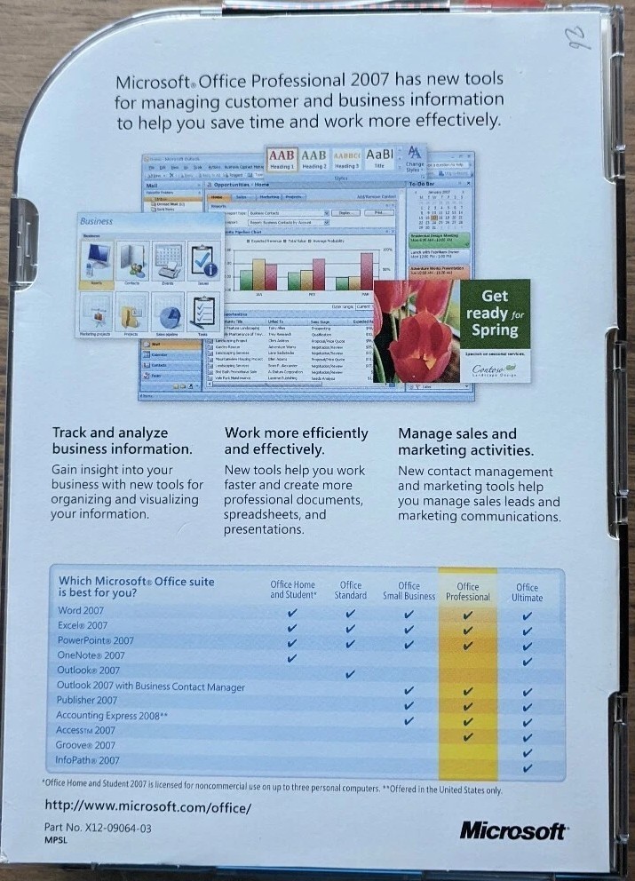 (NEW) 2007 MICROSOFT OFFICE PROFESSIONAL UPGRADE (2008 ACCT EXP) #SKU-269-11093