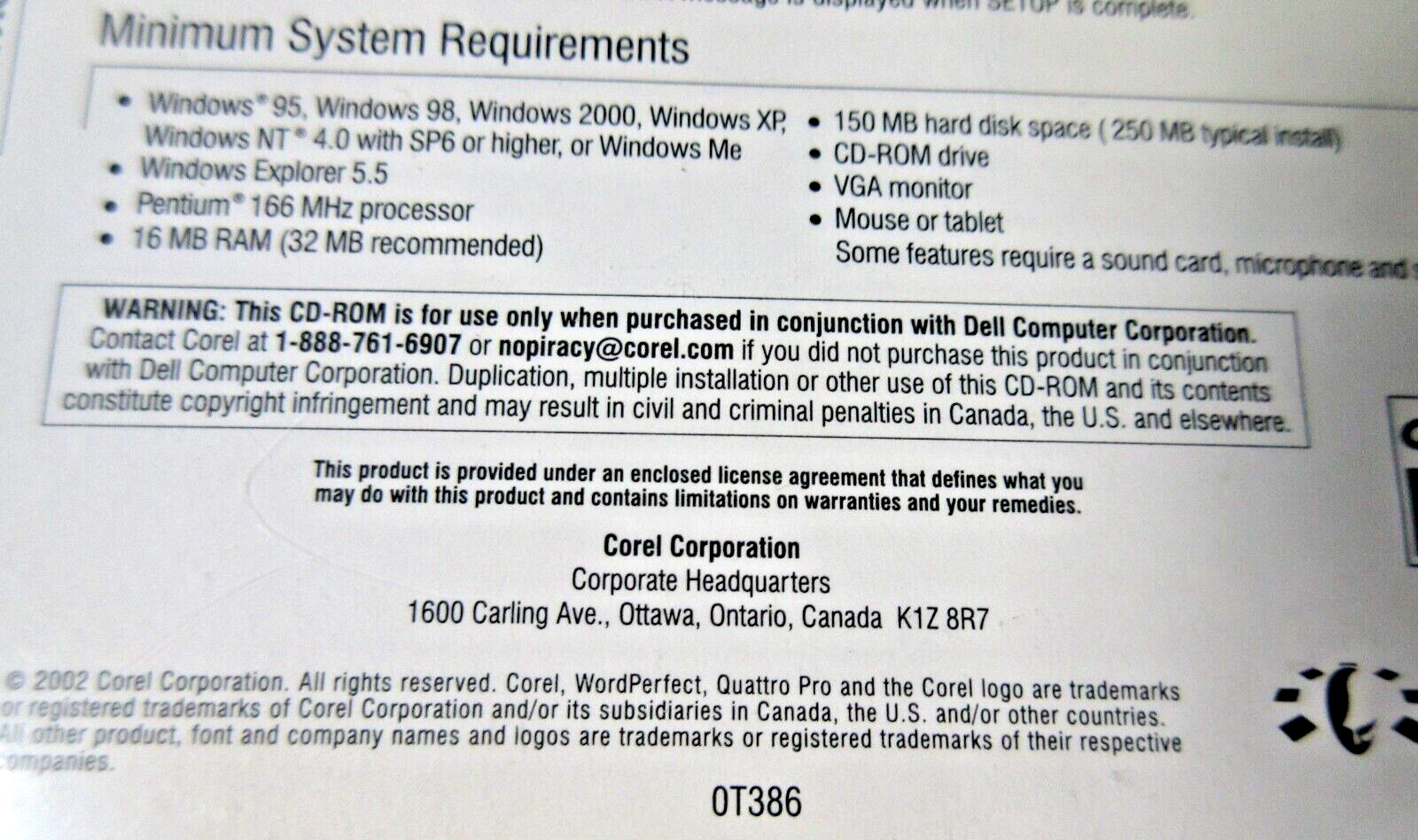 WordPerfect 2002 Productivity Pack CD-ROM, Corel OEM NEW & SEALED Software