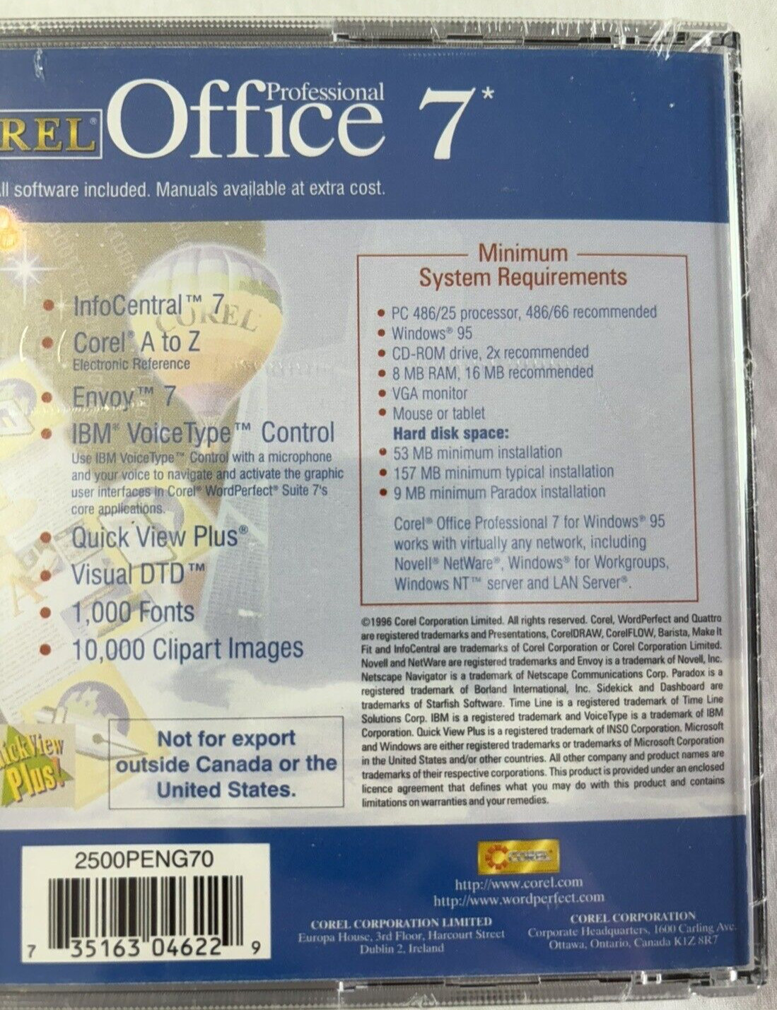 Corel Office Professional 7 CD in Jewel Case Brand New Sealed