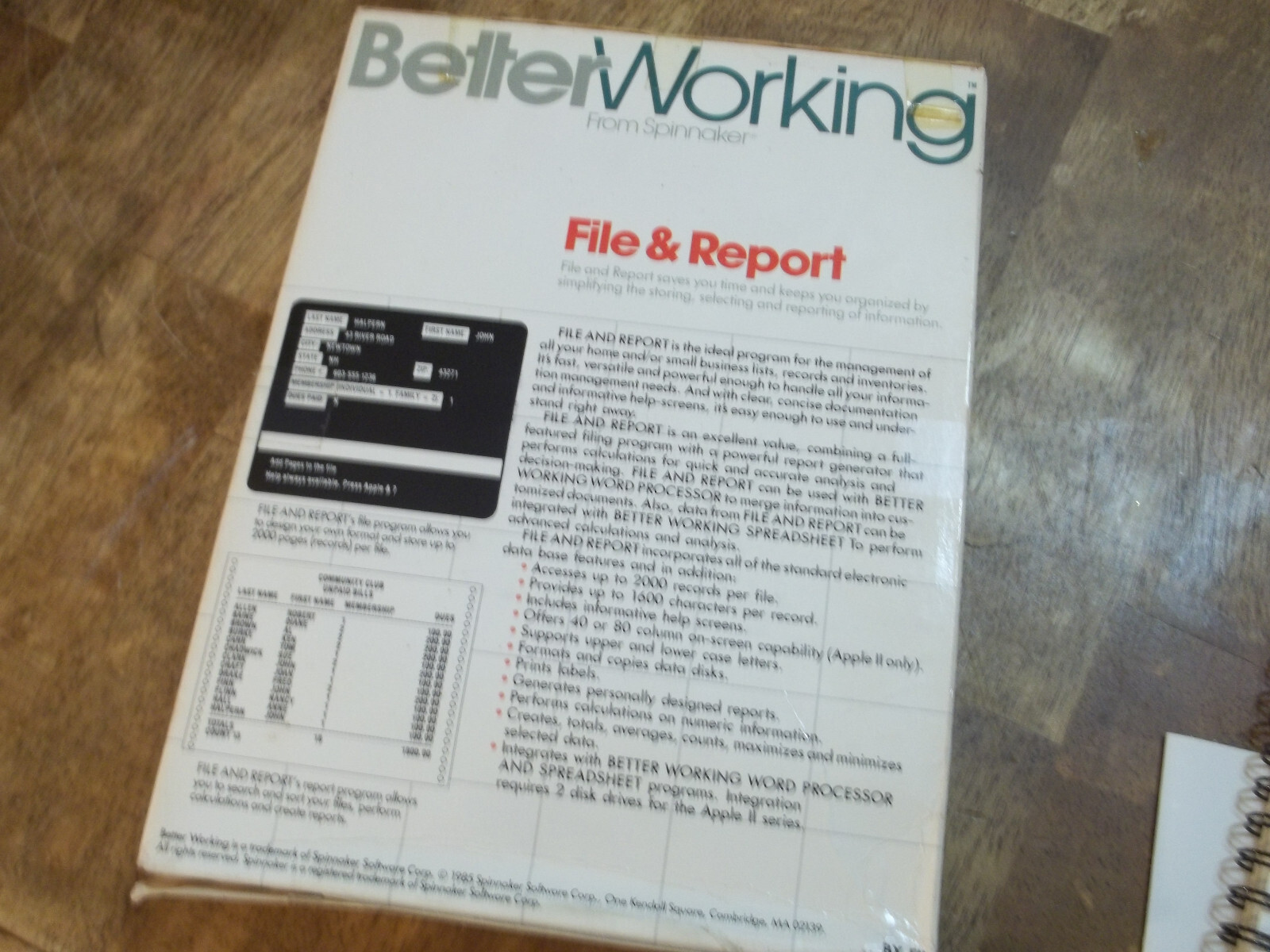 Commodore 64/128 – Better Working File &Report Spinnaker * VTG 1986