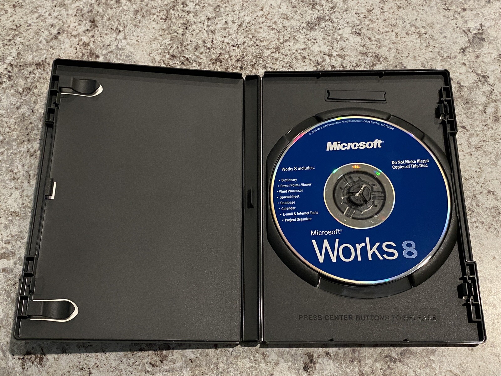 MICROSOFT WORKS 8 Office Business 2004 Home PC Windows Software Suite CD #AP46