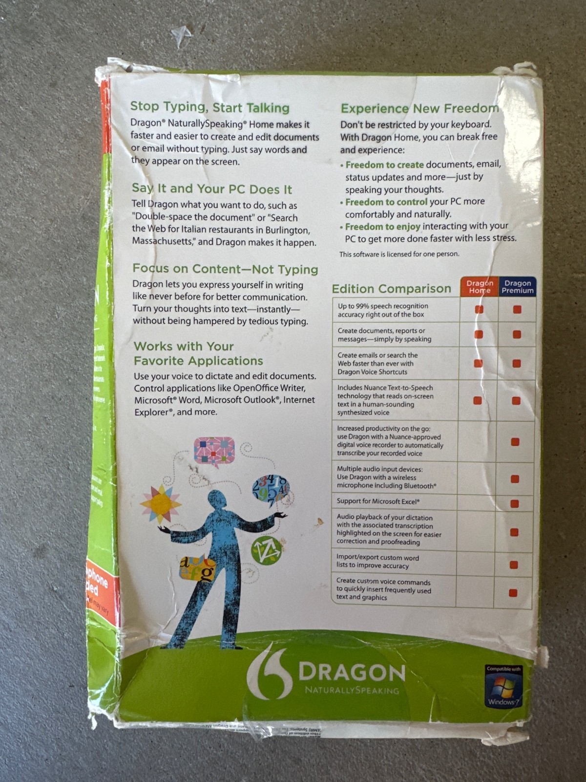 Nuance Dragon Naturally Speaking Version 11 With Microphone Home New